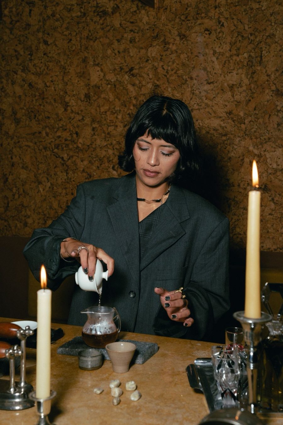 Candles and table runner