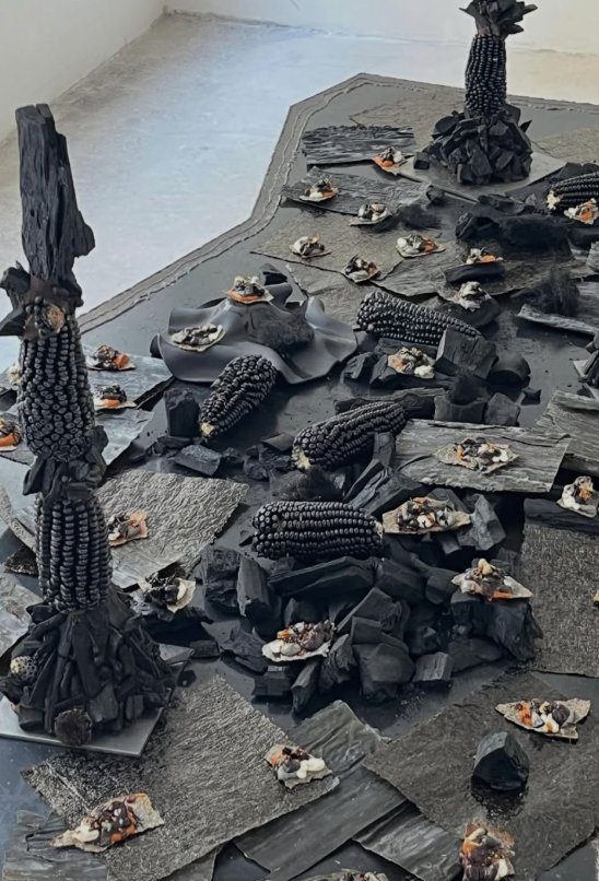 Black tablescape overhead